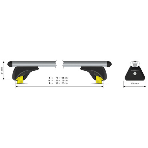 Alumia In-Rail, complete set aluminium roof bars - S - Evos IA 5