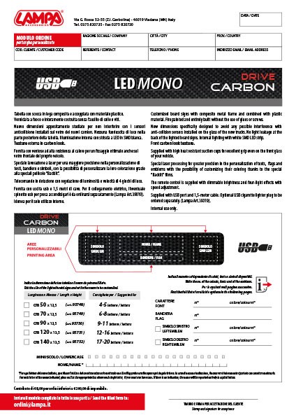 Mod. ordine tabella USB Mono Carbon Drive