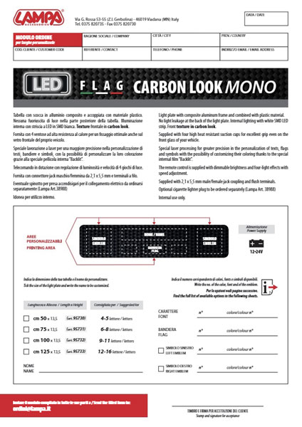 Formulario de pedido placa Carbon Look Flag