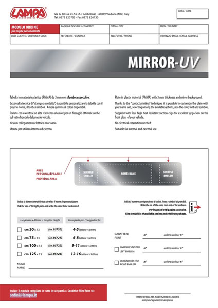 Mirror UV board sign order form