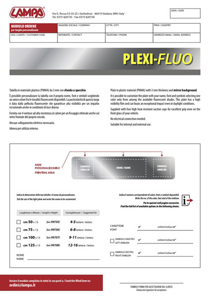 Mod. ordine tabella Plexi Fluo